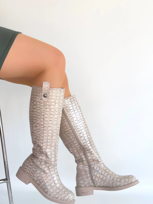 Metta Bej Cilt Desenli Çizme