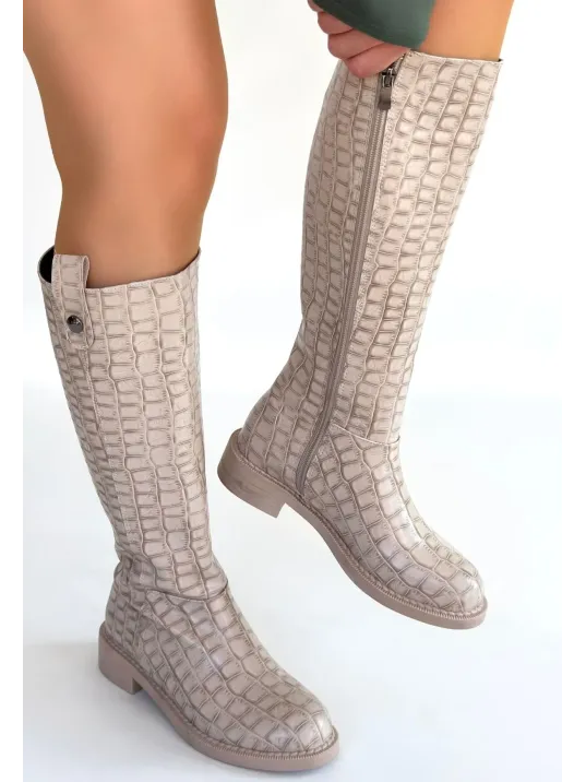 Metta Bej Cilt Desenli Çizme