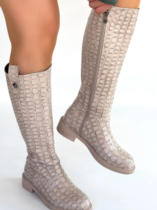 Metta Bej Cilt Desenli Çizme