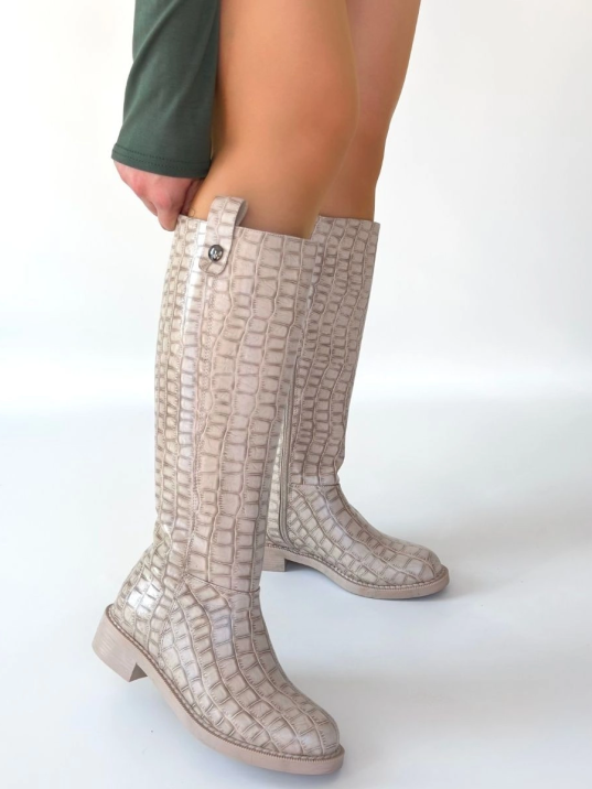 Metta Bej Cilt Desenli Çizme