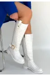 Metta Beyaz Cilt Desenli Çizme