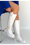 Metta Beyaz Cilt Desenli Çizme