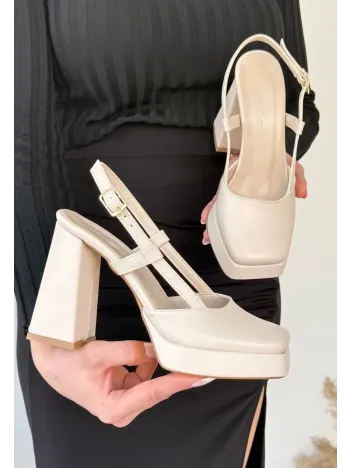 Mety Bej Cilt Topuklu Ayakkabı Mety Bej Cilt Topuklu Ayakkabı