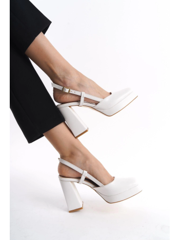 Mety Beyaz Cilt Topuklu Ayakkabı Mety Beyaz Cilt Topuklu Ayakkabı
