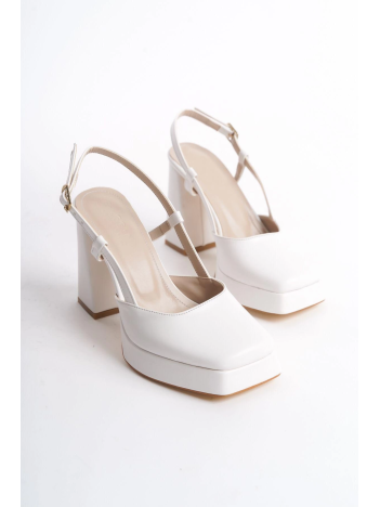 Mety Beyaz Cilt Topuklu Ayakkabı Mety Beyaz Cilt Topuklu Ayakkabı