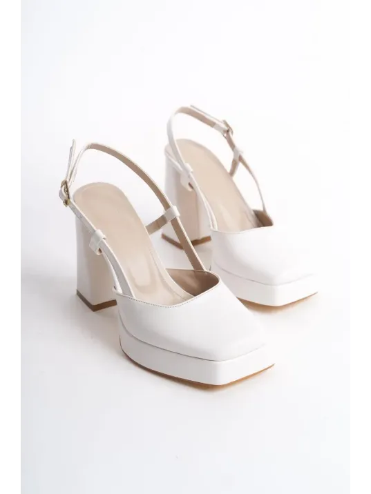 Mety Beyaz Cilt Topuklu Ayakkabı Mety Beyaz Cilt Topuklu Ayakkabı
