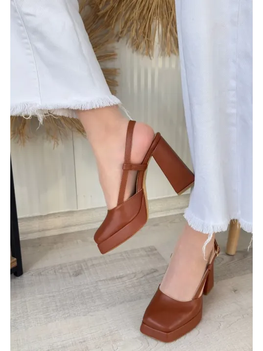 Mety Taba Cilt Topuklu Ayakkabı Mety Taba Cilt Topuklu Ayakkabı