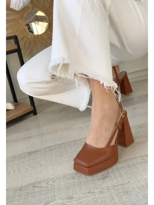 Mety Taba Cilt Topuklu Ayakkabı Mety Taba Cilt Topuklu Ayakkabı