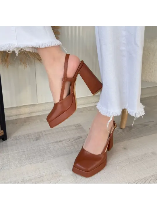 Mety Taba Cilt Topuklu Ayakkabı Mety Taba Cilt Topuklu Ayakkabı