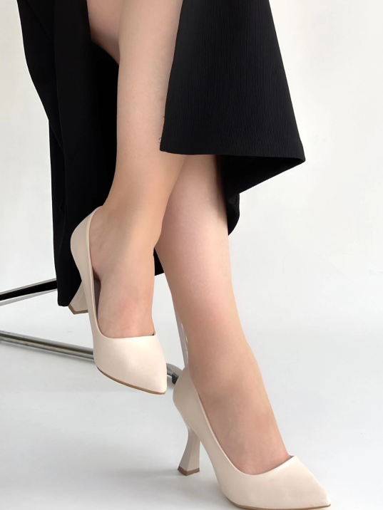 Meyli Bej Cilt Topuklu Ayakkabı