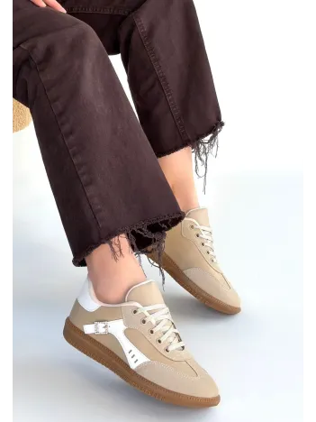 Mier Bej Cilt Bağcıklı Spor Ayakkabı