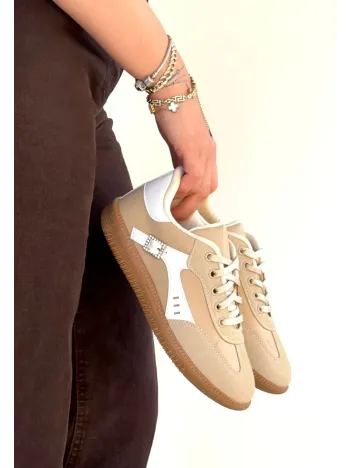 Mier Bej Cilt Bağcıklı Spor Ayakkabı