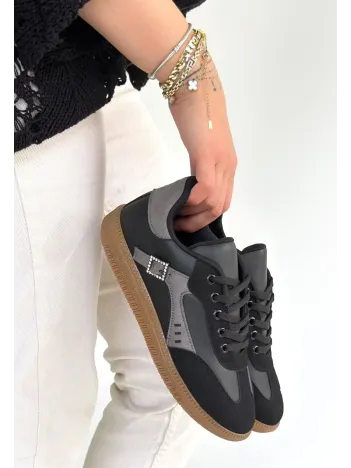 Mier Siyah Cilt Bağcıklı Spor Ayakkabı