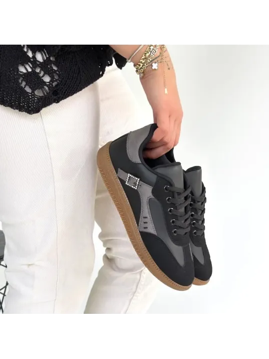 Mier Siyah Cilt Bağcıklı Spor Ayakkabı