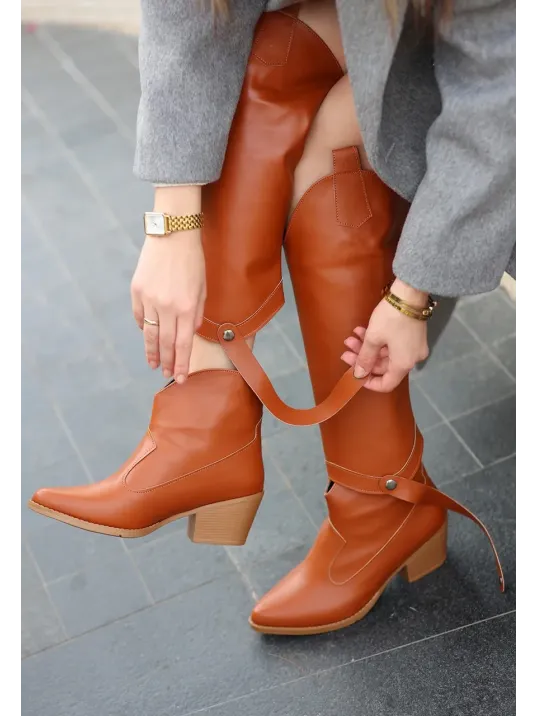 Milla Taba Cilt Tak Çıkar Topuklu Bot Ve Çizme Milla Taba Cilt Tak Çıkar Topuklu Bot Ve Çizme