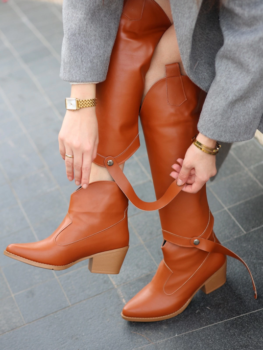 Milla Taba Cilt Tak Çıkar Topuklu Bot Ve Çizme Milla Taba Cilt Tak Çıkar Topuklu Bot Ve Çizme