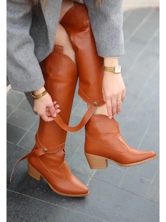 Milla Taba Cilt Tak Çıkar Topuklu Bot Ve Çizme Milla Taba Cilt Tak Çıkar Topuklu Bot Ve Çizme