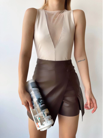 Mini Düğmeli Şortlu Etek