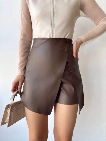 Mini Düğmeli Şortlu Etek