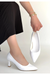 Mırta Beyaz Cilt Topuklu Ayakkabı