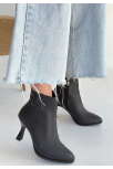 Mişha Siyah Cilt Topuklu Bot