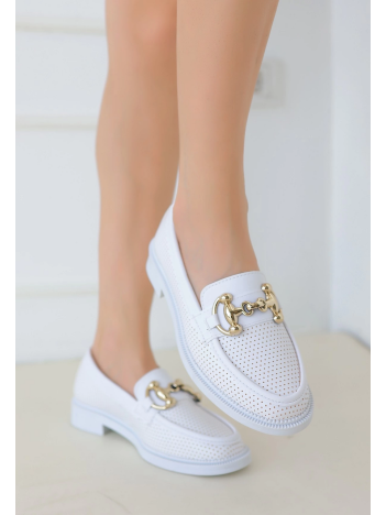 Miwan Beyaz Cilt Babet Ayakkabı Miwan Beyaz Cilt Babet Ayakkabı