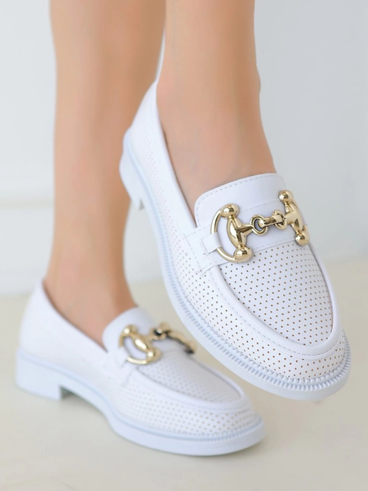 Miwan Beyaz Cilt Babet Ayakkabı Miwan Beyaz Cilt Babet Ayakkabı