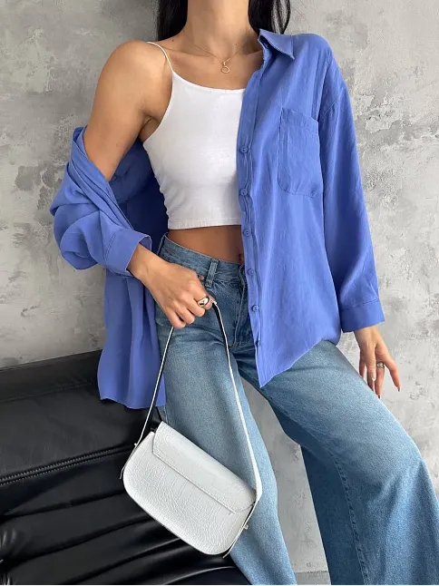 Modal Oversize Cepli Gömlek