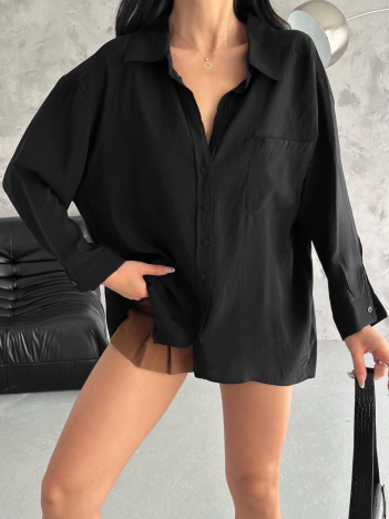 Modal Oversize Cepli Gömlek