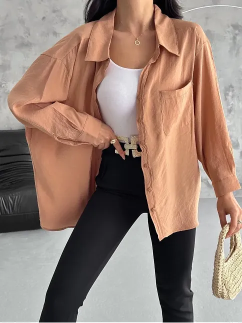 Modal Oversize Cepli Gömlek