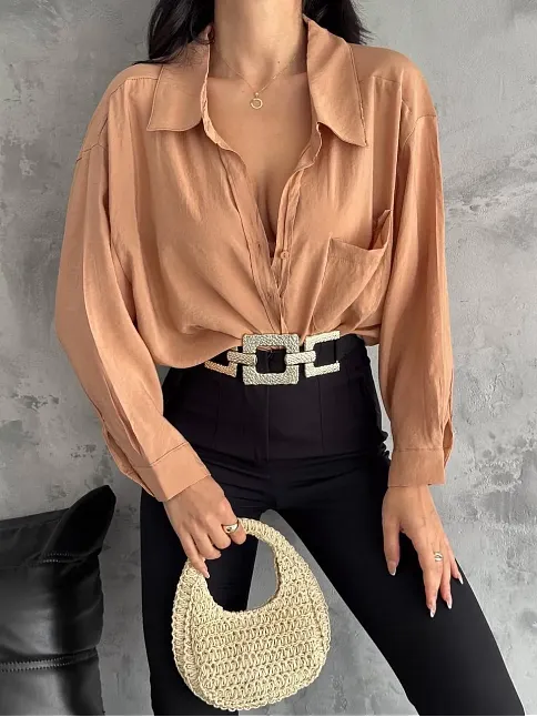 Modal Oversize Cepli Gömlek