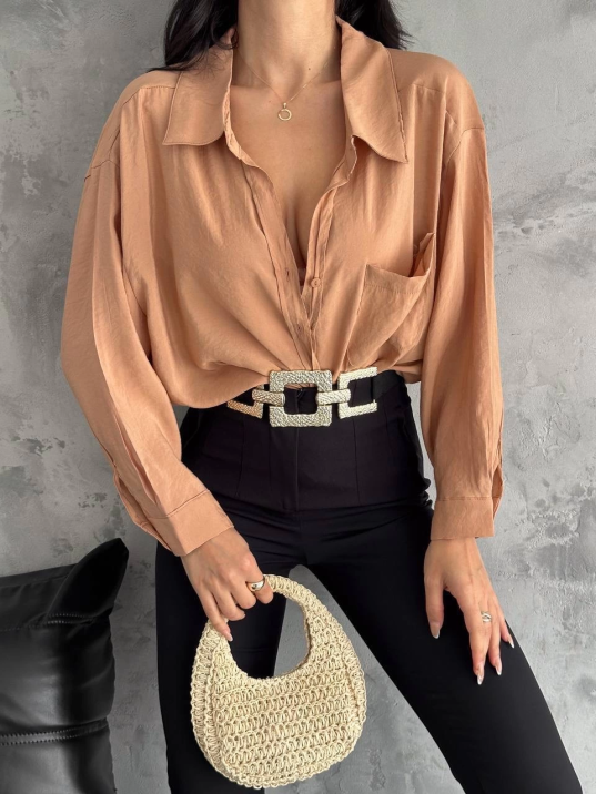 Modal oversize cepli gömlek Modal oversize cepli gömlek