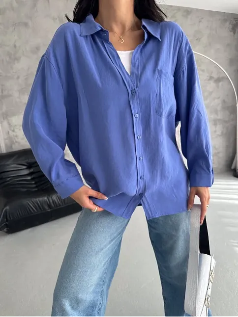 Modal Oversize Cepli Gömlek