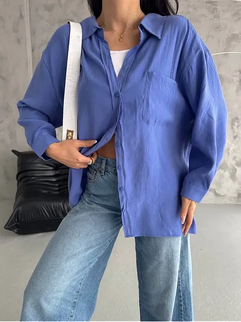 Modal Oversize Cepli Gömlek