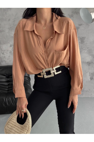 Modal oversize cepli gömlek