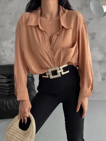 Modal Oversize Cepli Gömlek Modal Oversize Cepli Gömlek