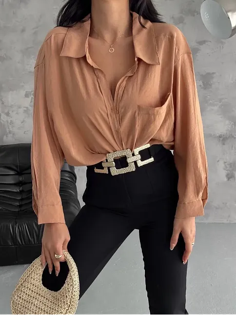 Modal Oversize Cepli Gömlek