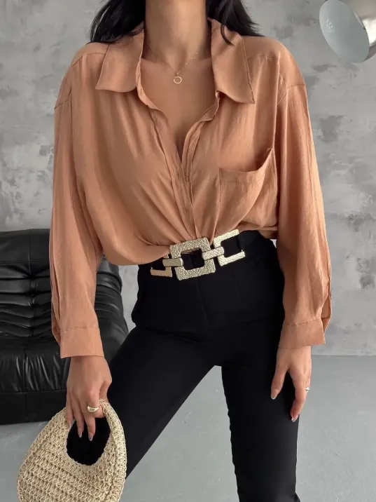Modal Oversize Cepli Gömlek Modal Oversize Cepli Gömlek