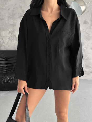 Modal Oversize Cepli Gömlek Modal Oversize Cepli Gömlek