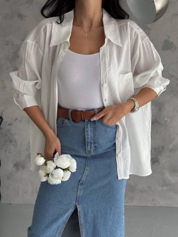 Modal Oversize Cepli Gömlek