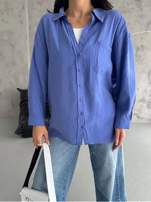 Modal Oversize Cepli Gömlek
