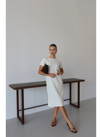 Modal Yırtmaçlı Elbise Beyaz Pt Modal Yırtmaçlı Elbise Beyaz Pt