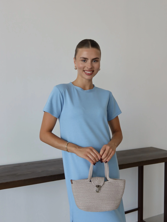 Modal Yırtmaçlı Elbise Mavi Pt Modal Yırtmaçlı Elbise Mavi Pt