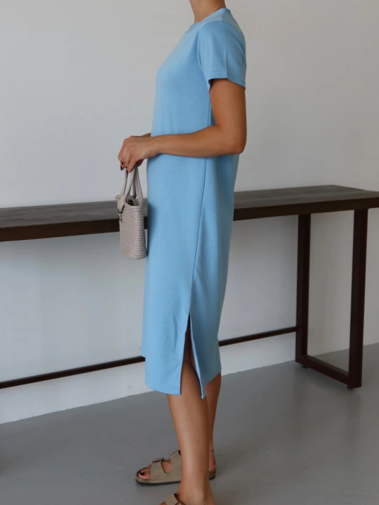 Modal Yırtmaçlı Elbise Mavi Pt Modal Yırtmaçlı Elbise Mavi Pt