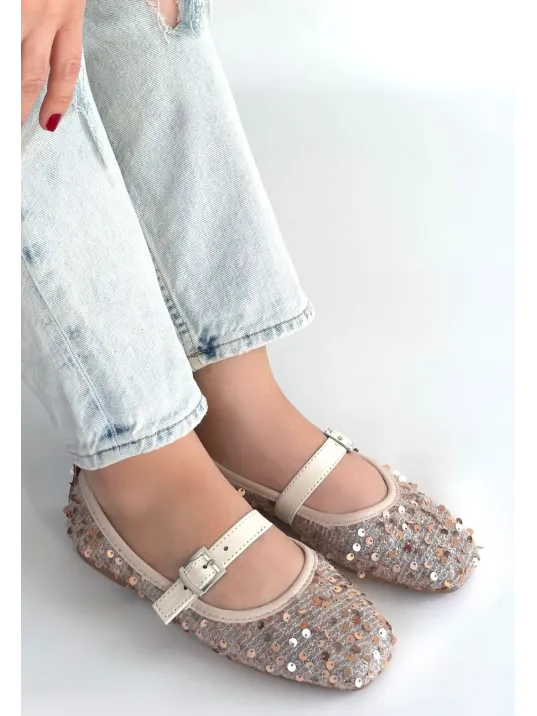 Moden Bej Süet Babae Ayakkabı