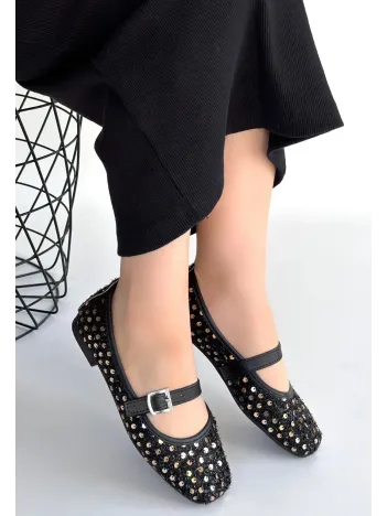 Moden Siyah Süet Babae Ayakkabı