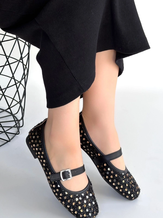 Moden Siyah Süet Babae Ayakkabı