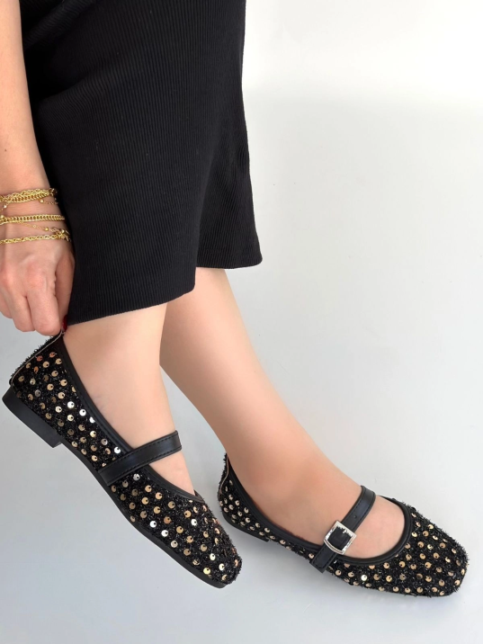 Moden Siyah Süet Babae Ayakkabı