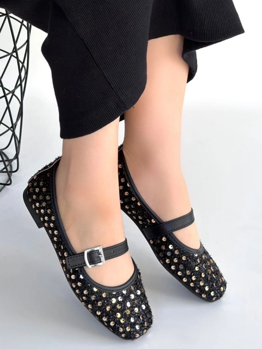 Moden Siyah Süet Babae Ayakkabı