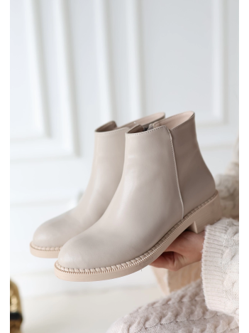 Moed Bej Cilt Topuklu Bot Moed Bej Cilt Topuklu Bot